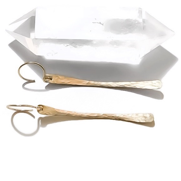 Long Textured/Hammered Bar Dangle Drop Earrings - Picture 2 of 6